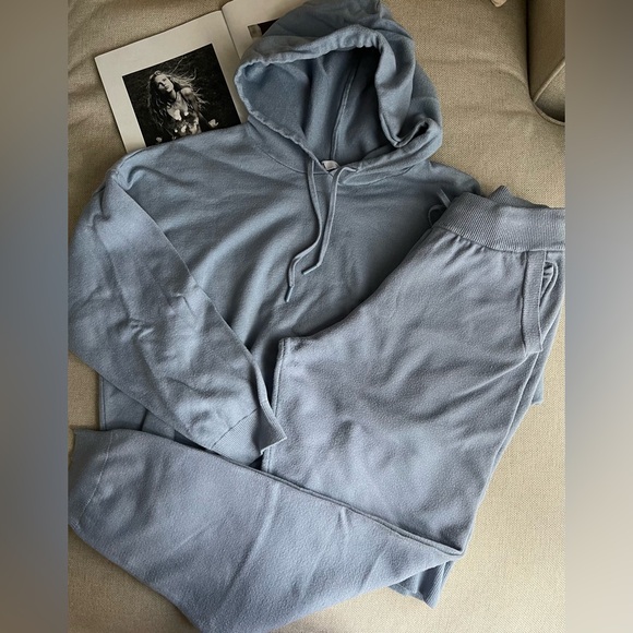 Zara Knit Jogging Set Joggers/Hooded Sweatshirt In Collection Blue Size M - Picture 2 of 13